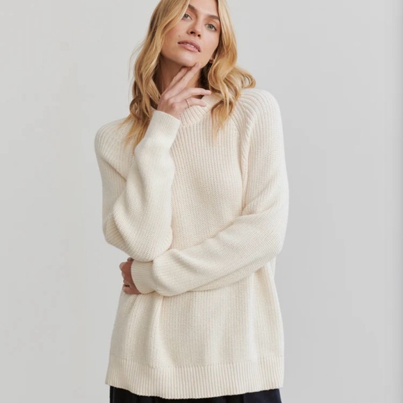 NWT Jenni Kayne Cream Women's oversized Fisherman Sweater 2x